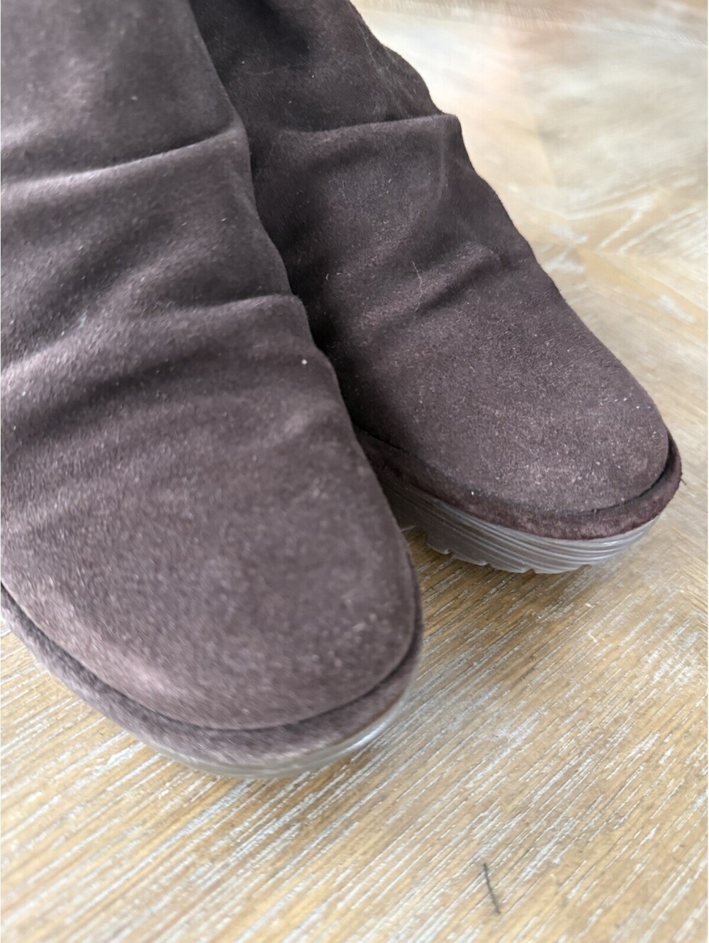 FLY London Suede Wedge Heel Booties Size 37 US 6 - Picture 6 of 9